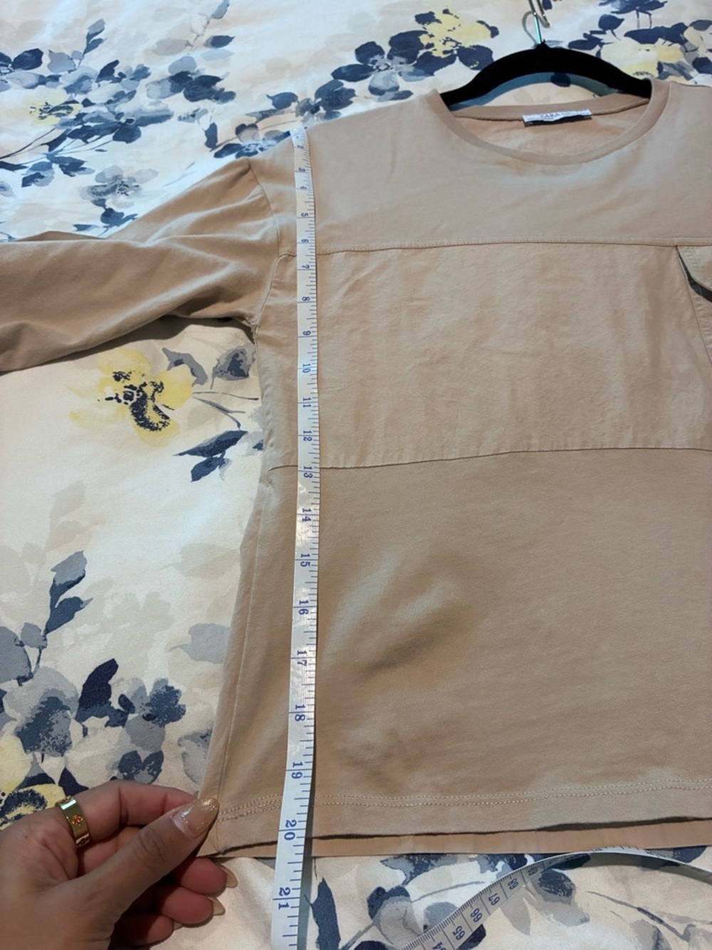 Zara Basic Pocket Top | Neutral Beige | Oversized Minimalist - Picture 6 of 6